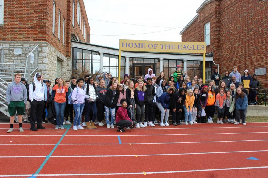 The Students Demand Action club gather on the track to remember the lives lost at Saugus high school.