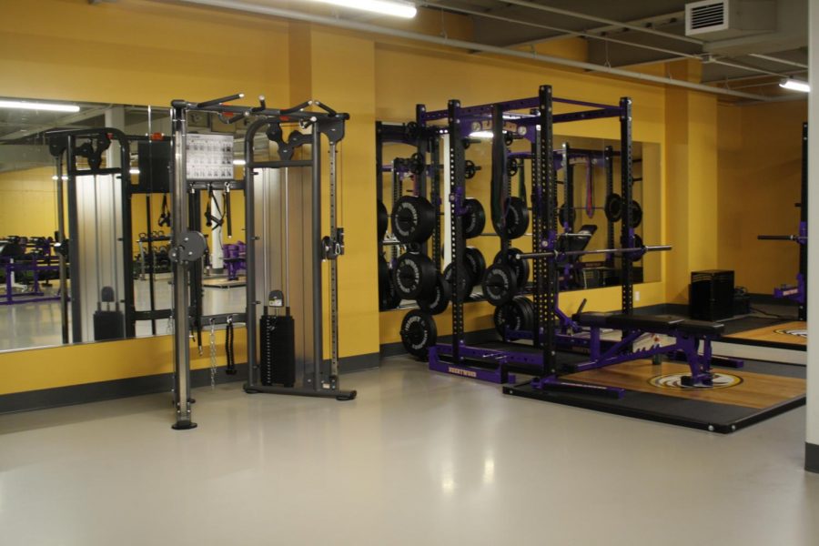 Photos of the new library and weight room. 