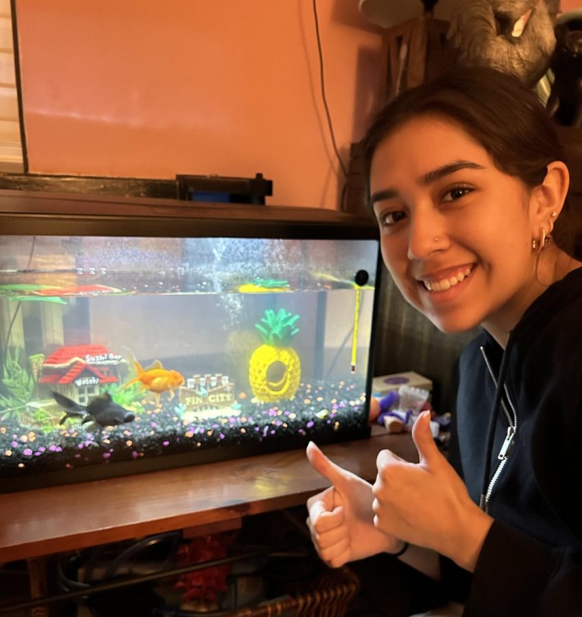 Jazzy Herrera gives a thumbs up to being able to bring her fish, Sushi and Finn, to Missouri State with her next year.