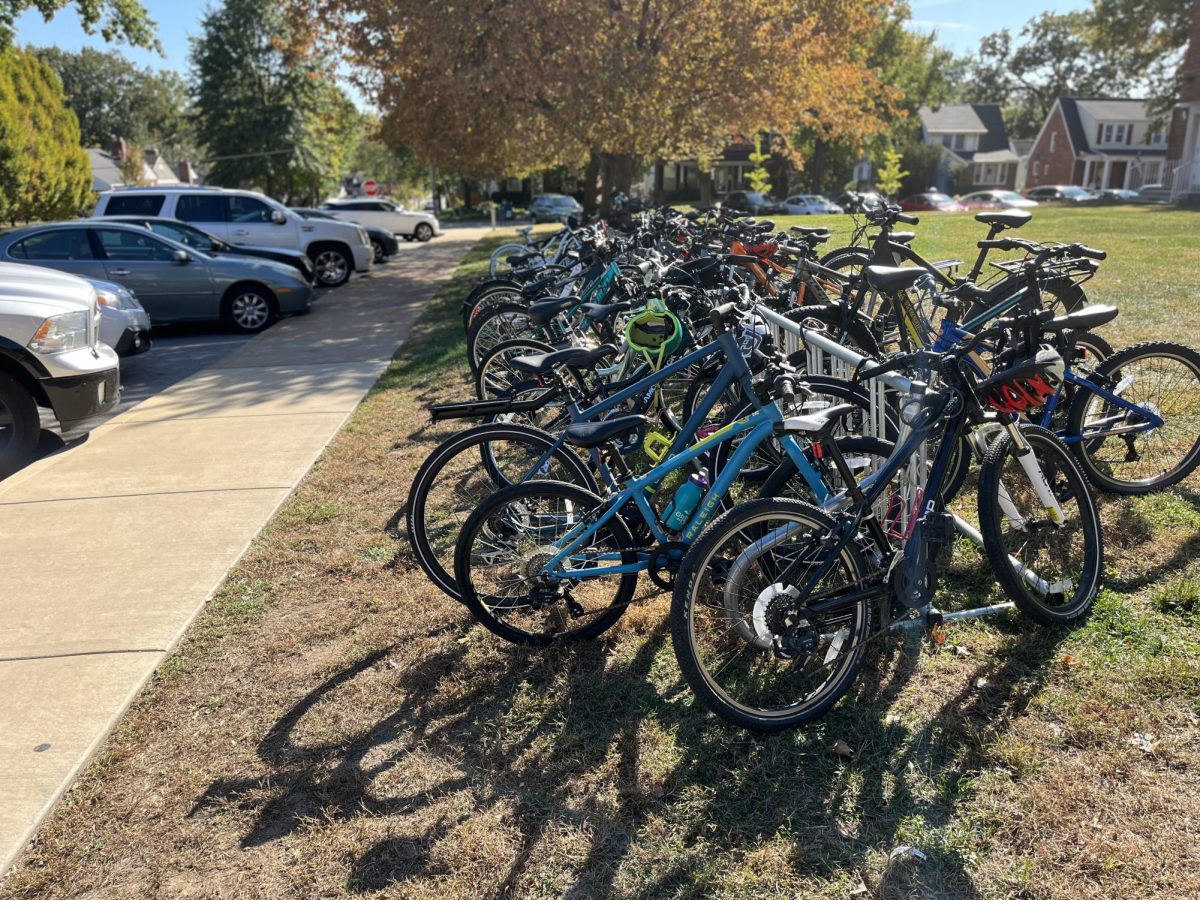 Bikes+sit+at+the+bike+rack+at+Brentwood+High+School.