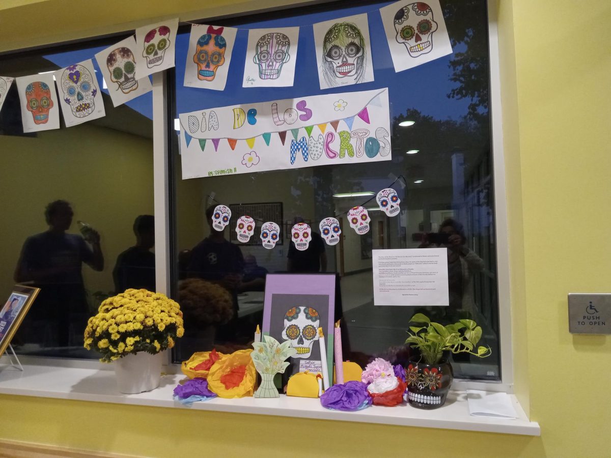 The ofrenda from Day of the Dead at the highschool front office.