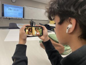 Gaspar Bustamante watching an episode of outer banks on Netflix.