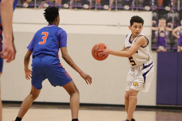 Xavier Declama looks for someone to pass to in this past Tuesday's game against Valley Park. 